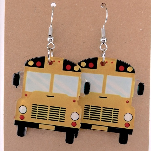 Jewelry - School Bus Design Dangle Earrings Cute Back to School Style